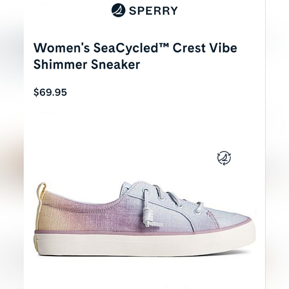 Sperry women's seacycle crest vibe shimmer sneaker 8.5 NWT